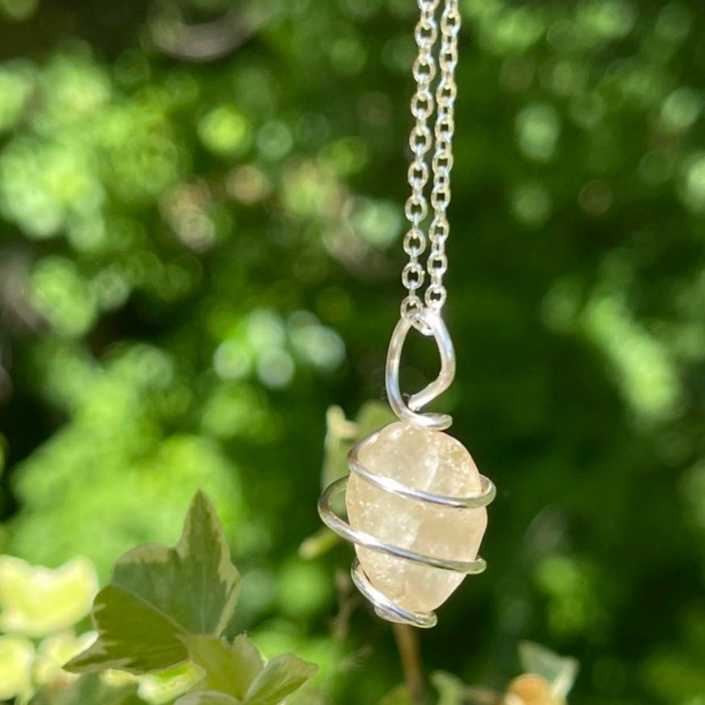 Silver moonstone crystal necklace